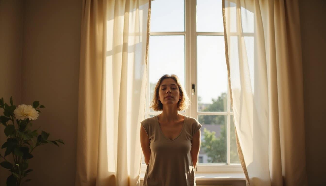 Person in rehab standing by window embracing new beginnings at Simonds Recovery Centers