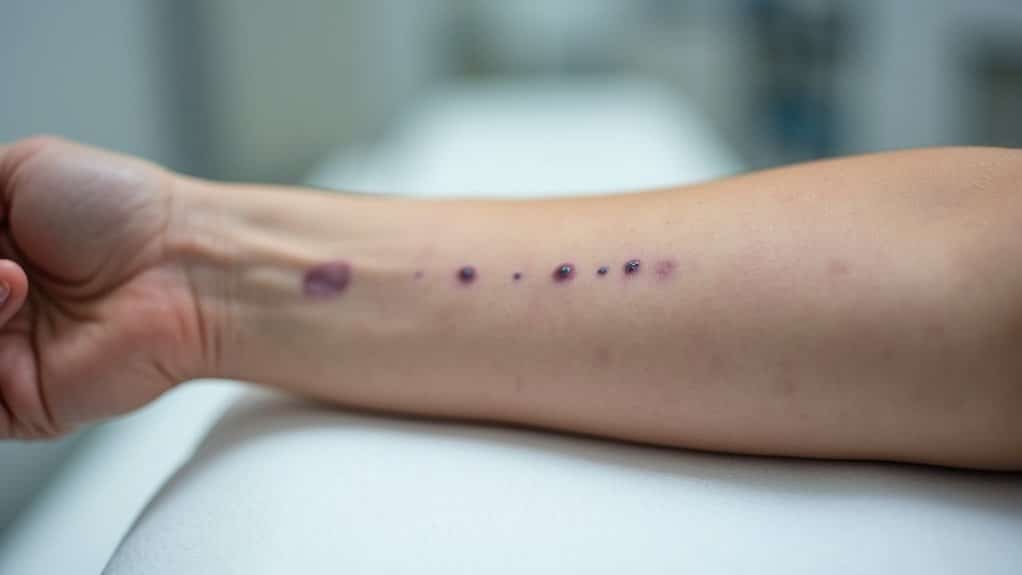 repeated injection scar marks